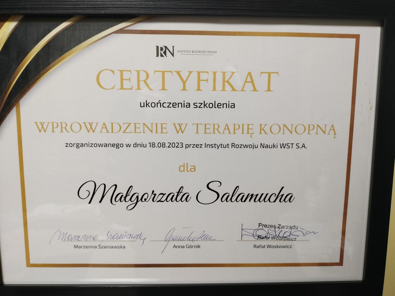 Certyfikat: CERTYFIKAT — 18.08.2023