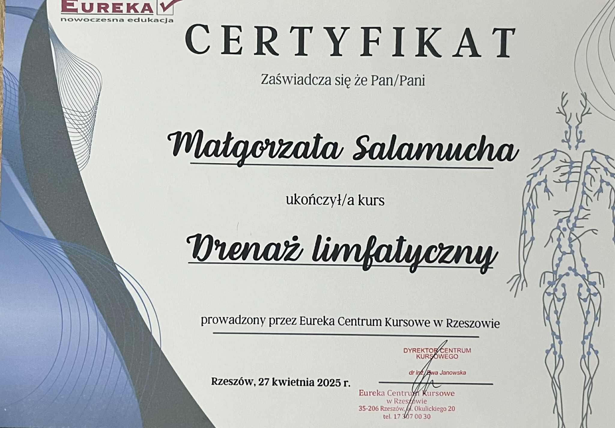 Certyfikat: Zaświadczenie, że Pan/Pani Matgorzata Salamuchka ukończył... — 27 kwietnia 2025 r.